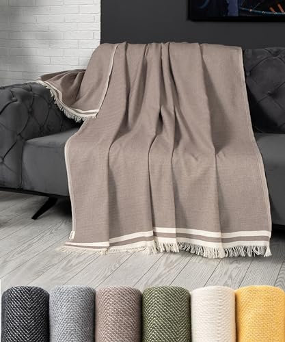 pamuq Sofadecke 170x230 cm, braun - Tagesdecke Decke für Sofa Überwurfdecke Couchdecke Wohndecke Couch-Überwurf Blanket