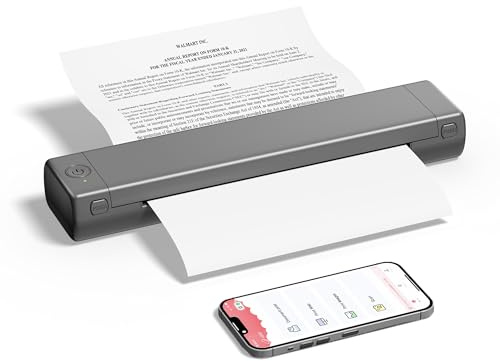 PhoFuta M08F Mobiler A4 Drucker für Unterwegs - Bluetooth Thermodrucker, Tattoo Drucker, Mit 10 Blatt Thermopapier, Kompatibel Mit Handy und Laptop