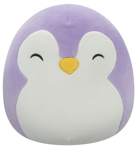 Squishmallows Original 7.5-Inch - Elle the Purple Penguin with Closed Eyes and White Belly