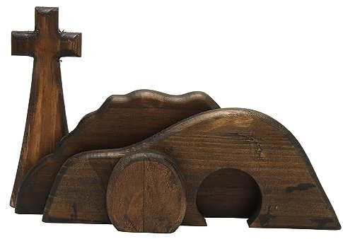 Wnvivi Oster-Szenendekoration, handgefertigtes leeres Grabkreuz aus Holz, Oster-Auferstehungsszenen-Set für Party, Zuhause, Ostern