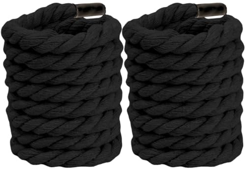 OKODOKO Coppia di lacci spessi in corda nera con gommini neri, 160 cm di lunghezza, 10 mm di spessore, perfetti per scarpe da ginnastica Air Force 1 e personalizzate, in cotone naturale, Nero , 10mm
