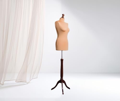LUSORIA Schneiderpuppe, Schneiderbüste weiblich beige/Dunkles Holz (M 38/40)