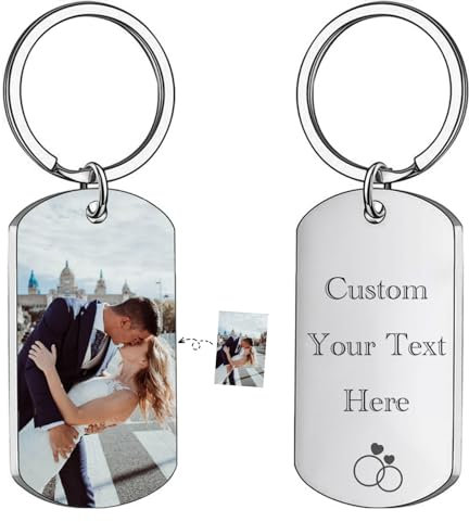 Schlüsselanhänger Personalisiert mit Foto/Text, Fahr vorsichtig Schlüsselanhänger mit Bild, Auto Schlüsselanhänger, DIY Schlüsselanhänger für Paare (C)