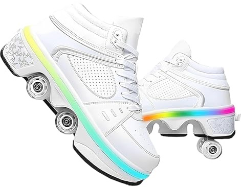 Schuhe mit Rollen für Mädchen und Damen, Kinder Rollschuhe, Verstellbar Roller Skates Shoes für den Außenbereich, Rolschaats und Sneakers 2 in 1