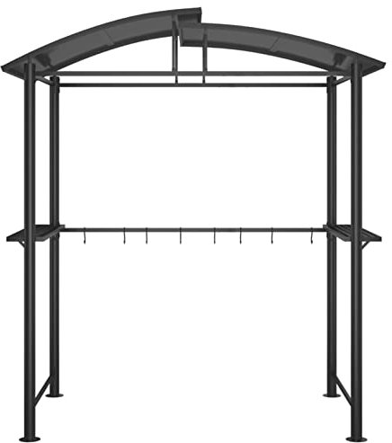 Kavolet Grillpavillon mit Seitenregalen Grillüberdachung Wetterfester BBQ Gartenpavillon Grillzelt Dach Überdachung BBQ Pavillon Anthrazit 210x114x230 cm Stahl