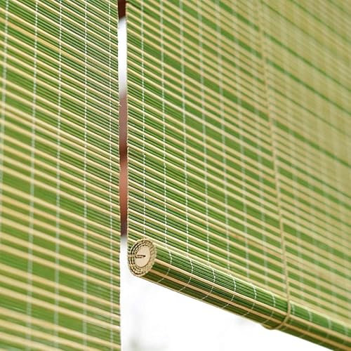 Anpassbar Bambusrollo Mit Seitenzug, Grün Natürliche Bambus Rollo Raffrollo, Sonnenschutz Atmungsaktiver Wetterfest, 50-150cm Breit 100-250cm Hoch, Partition Ichtschutz Rollo Aus Holz(60 x 200 cm)