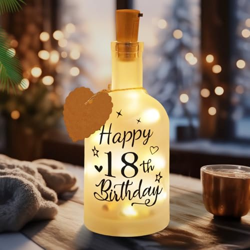 Gåvor till 18-årsdag flickor pojkar, LED-flasklampa med ordspråk – lysande dekorativ flaska – present till son, dotter, syster, bästa