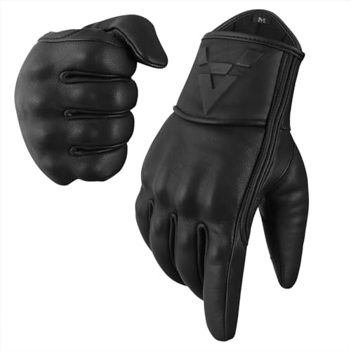 The AMA LOOK Premium Leather Motorbike Gloves, Knuckle Protector Touch Screen Compatible Motorcycle Gloves for Men