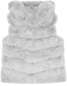 QUEEN HELENA Gilet en fourrure - Veste d'hiver chaude - Décontractée et élégante - Pour femme - PLC03-1, gris, taille unique