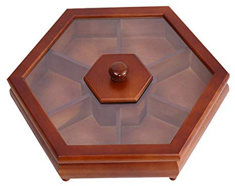 Snack-Tablett aus Holz mit Deckel für Wohnzimmer, Zuhause, Party und Schreibtisch, große Größe für Nüsse, Süßigkeiten, getrocknete Früchte, Lebensmittelspender und Tellerbox