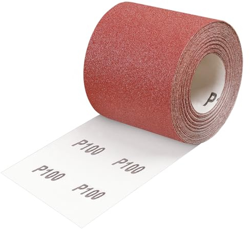 Shineboc 93mmx10m Körnung 100 Schleifpapier Rolle für Handschleifer | Aluminiumoxid Schleifleinen, Nass-Trocken, Zuschneidbar, Mehrflaechen-Polieren, Rostentfernung, Feinschliff