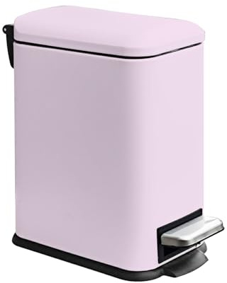 JM ·YIPENG Kosmetikeimer Bad 5L Tretmülleimer mit Deckel, Edelstahl, Rosa | Mülleimer Bad 5L, Stahl, Mülleimer Schmal, Mit Inneneimer Abfallbehälter, Soft Close, Fürs Bad,Schlafzimmer,Lernzimmer