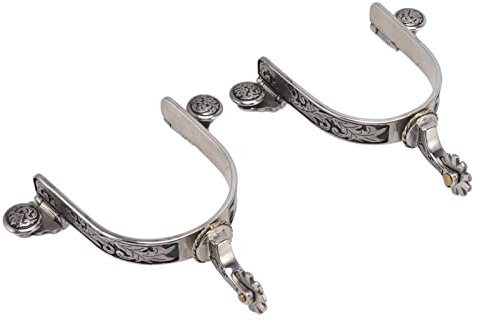 Phefop Cowboy-Sporen, 8 cm Innendurchmesser, Vintage-Blattmuster, Stiefelsporen aus Edelstahl für den Außenbereich