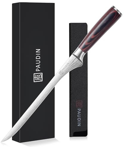 PAUDIN Schinkenmesser 25 cm, Professionelles Küchenmesser aus deutschrostfreiem Edelstahl 1.4116 - Präzisionsklinge für hauchdünne Scheiben, Scharf Tranchiermesser mit ergonomischer Holzgriff