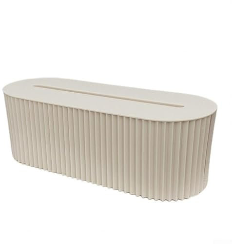 ReachMall Small Cable Storage Box, TV Cable Hider And Desk Cable Tidy Organiser, 33 * 13 * 11cm Plastic Retro Home Power Strip Storage Box(White)