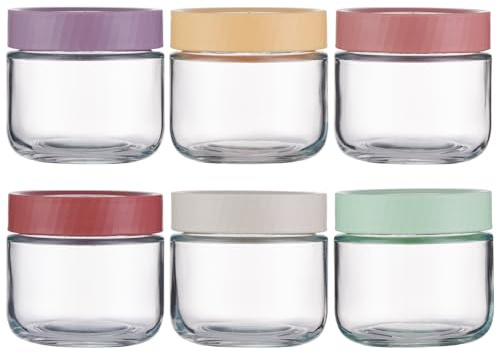 Danmu Art 250ml Overnight Oats Jars with Lids,6-Pack Glass Mason Jars | Airtight Breakfast Pots,Food Storage Containers for Yogurt,Cereal,Milk,Fruit,Salad,Jam,Sauce,Snacks,Juice,Protein & Porridge
