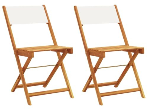 Homvdxl Klappstuhl Outdoor 2er Set Einfacher Holz Garten Esszimmerstuhl Bistrostühle mit Rückenlehne für Terrasse Terrasse Balkon 41x52,5x80cm - Weiß