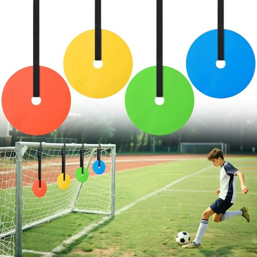 TOBWOLF 4 st fotbollsmål mål, 15 cm skivor målnät fotbollsmål med justerbara, extra långa ränder, Top Bins fotbollsmål hörn mål för skyttenoggrannhet förbättring, målväggsskytte