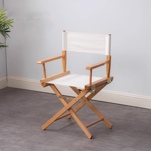 MACAGGTNTU Regiestuhl Klappbar Holz 45cm 75cm Klappstuhl Schminkstuhl Tragbarer Make-up-Artist-Stuhl Faltbarer Holzstuhl Für Balkon, Garten, Camping(Beige,44.5cm/17.5in)