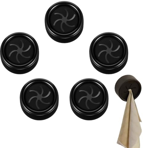 Shirene Self-Adhesive Tea Towel Holders,5 Piece Spiral Adhesive Hooks Round ABS - Push in Suction Kitchen Holders for Towels/Rags/Gloves/Bags,Space Saving and Easy to Install No Drilling Needed