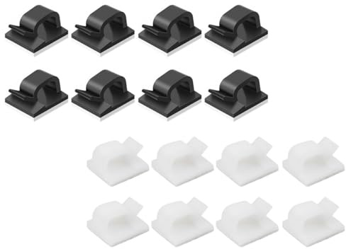 IMIKEYA Clips Adhesivos para Cables Autoadhesivos 60 Unidades Negro y Blanco Mini Sujetacables Autoadhesivos para Organización Hogar Oficina y Coche sin Perforar Material Duradero