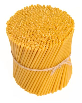 100 Candele Sottili in Cera d’Api Naturale 16cm x 5mm – 40 Minuti Combustione Pulita Senza Fumo e Gocciolamenti – Per Preghiera, Altare e Devozione – CanBee