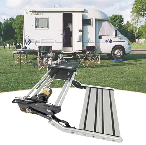 Manuell Elektrisk Infällbara RV-Steg, Husvagnstrappa, RV-Steg Campertrappa, Fällbar, Av Aluminiumlegering, Halkskyddig Pedal, För Husbilar, Husvagnar, Caravans Single-layerelectric