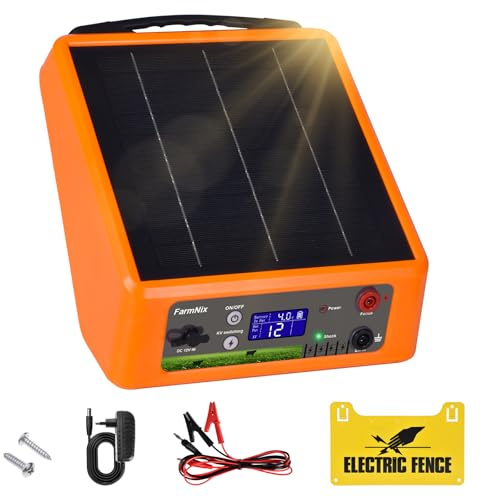 FarmNix Solar Weidezaungerät 32KM, 6-12KV & 0.3-2.0J Einstellbar,
