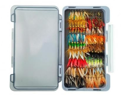 predolo Collection Mouches de Pêche Set Leurres à Mouche Étui Rigide Hameçons à Tige Courte 110 Mouches Artisanales en Plumes et Fibres Couvercle Translucide