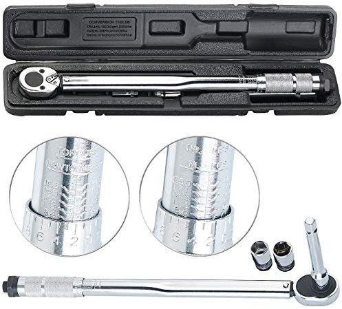 AGT Professional Drehmomentenschlüssel: Profi-Drehmomentschlüssel mit Stecknuss-Set, 28-210 Nm, Verlängerung (Drehmomentschlüssel Nuss, Set Auto, Golf)