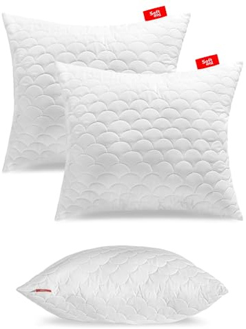 Quiltad premiumkudde SOFTIMI – antiallergisk – anti-kvalster – luktlös kan användas omedelbart – med hårdhetsinställning (set om 2 70 x 80 cm)