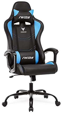 IntimaTe WM Heart Gaming Chair, Ergonomic Gamer Chair, Racing Chair for Home Office and Gaming, Adjustable Office Chair for Adults, Swivel High Back Recliner Computer Desk Chair, Lumbar Support (BLUE)