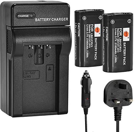 DSTE 2PCS CR-V3 Battery and Charger Compatible with Olympus C-3000 C-3030 C-4000 C-5050 C-5050Z C-700