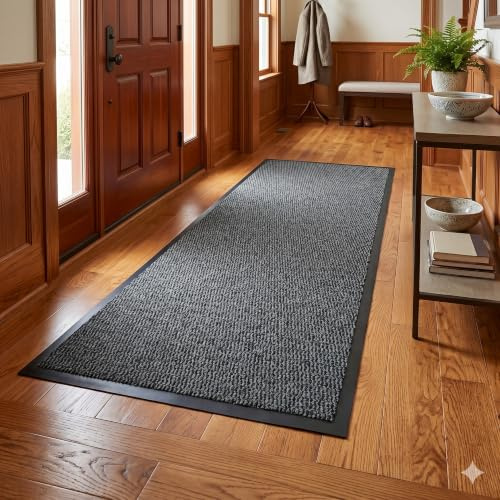 GULLAMBO Hallway Runner Rug Non Slip Rubber Backing – Heavy Duty Dirt Trapping Absorbent Carpet Runner for Hall, Kitchen, Entryway, Corridor | Low Profile Anti Slip Indoor Floor Mat | Easy to Clean