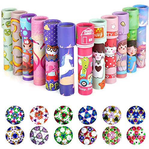 AUAUY 12 PCS Klassisches Kaleidoskope, Vintage Retro-Kaleidoskope Lernspielzeug für Kindergeburtstag, Neujahr, Weihnachten, Vorratsfüller, Taschenfüller, Schule, Klassenzimmer, Preise(Zufällige Farbe)