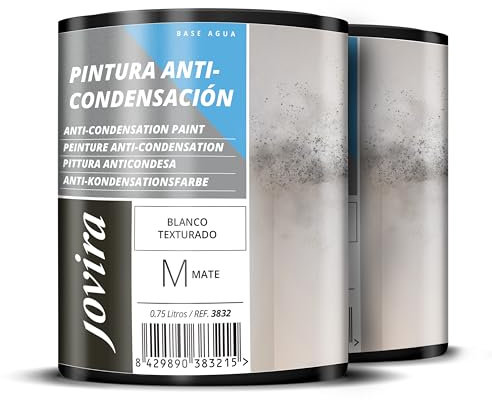 JOVIRA PINTURAS Pintura Anticondensación, Antihumedad exterior-interior. Eficaz para paredes de yeso, hormigón, cemento. (2x750 Mililitros) C-6-2