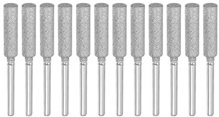 sourcing map 12pcs Diamond Coated Chainsaw Sharpener Bits 7/32 5.5mm Cylinder Head Electric Chain Saw Grinder
