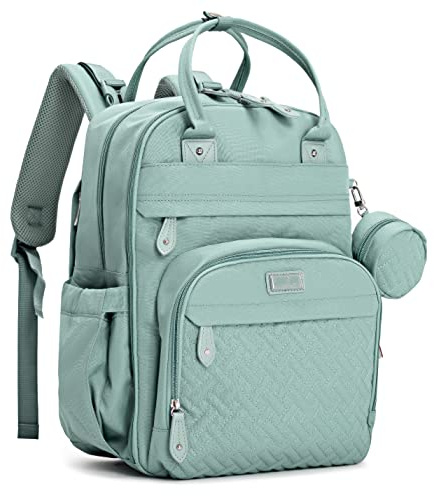 BabbleRoo Baby Changing Bag Backpack, Nappy Changing Back Pack Diaper Bags with Changing Mat & Pacifier Holder for Mom & Dad (Sage Green)
