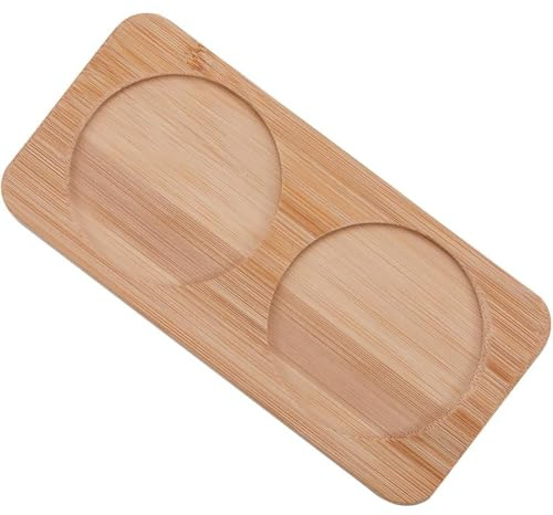 GORGECRAFT Wooden Salt and Pepper Mill Tray Bamboo Serving Tea Tray Peper Mill Holder Shakers Salt & Pepper Grinder Rest 2 Groove Accessories for Home Kitchen Decoration Crafts