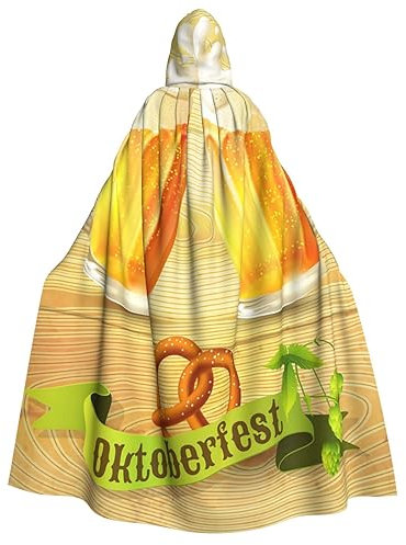 ZORIN Cape à capuche Costumes d'Halloween 59 Robe avec capuche Chopes à bière Oktoberfest Bretzel Unisexe Déguisement Capes pour Halloween Noël Cosplay Party