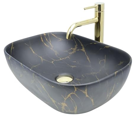 GTM Design Aufsatzwaschbecken Matt Modern Waschbecken ohne Hahnloch - Elegant Aufsatzwaschbecken Oval für Badezimmer und Gäste WC - nur Bad Waschbecken - Modell 3