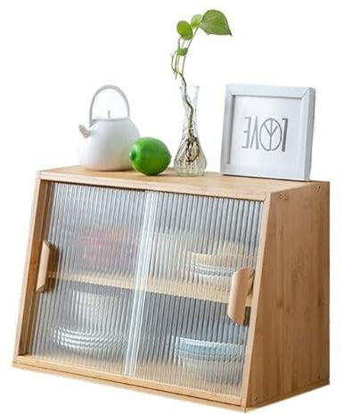 GLigeT Credenza Credenza in Vetro Cucina Controsoffitto Armadio Armadio portaoggetti con Ante scorrevoli Cabina portaoggetti Multistrato a Doppia Porta Credenza Cucina (Color : B)
