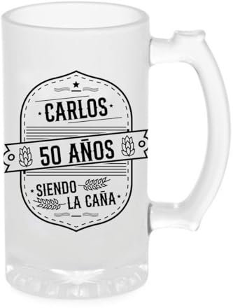 Genérico Jarra de Cerveza Personalizada Cumpleaños Cristal Esmerilado Mate 500 ml Regalo Padre Amigo Hermano Novio