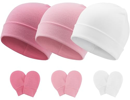 DRESHOW Neugeborenes Baby Mütze Hut und Handschuhe Set Beanie Bekleidung Unisex Infant Hut Kindergarten Mütze Baby Jungen Mädchen 0-6 Monate