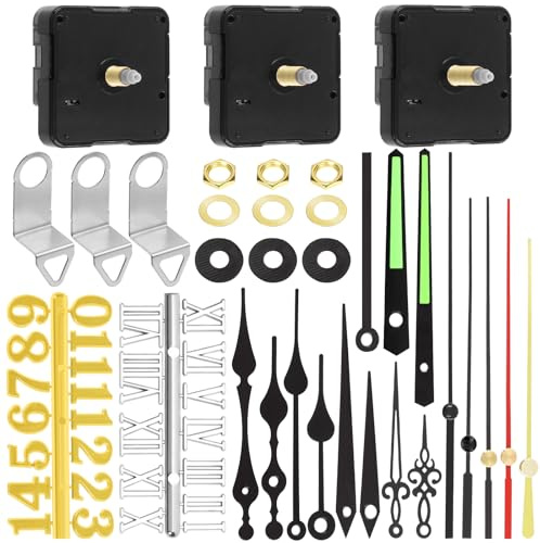 Swpeet Kit di movimento dell'orologio in 3 misure 16 mm/20 mm/24 mm, 6 movimenti con 6 ganci, 6 paia di mani, 6 set di accessori di montaggio, 2 set di numeri per orologio