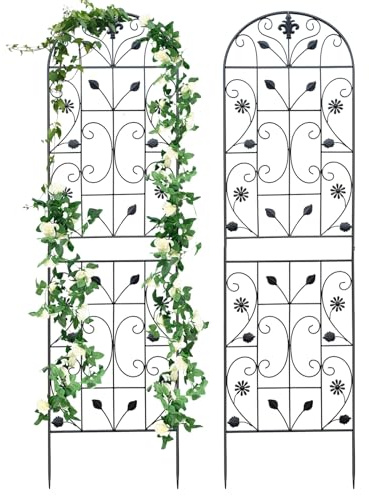 Maidapulu, Trellis for Climbing Plants Outdoor, （2 Pack 70.8x19.6-inch）, Generic Metal Garden Trellis, Rustproof, Easy Assembly,（Black）