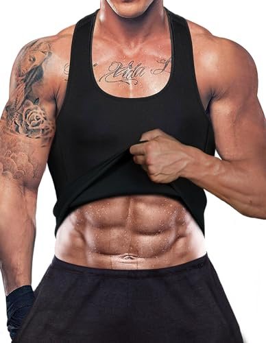 DownLTL Gilet De Sudation Homme Néoprène T-Shirts Débardeur Vêtement de Sudation Compression Veste avec pour Musculation en gym
