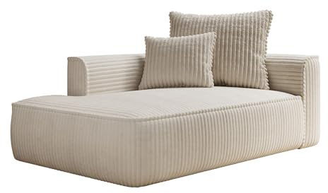 Vente-unique - Recamiere - Links - grob Gerippter Cord - Beige - PINETA