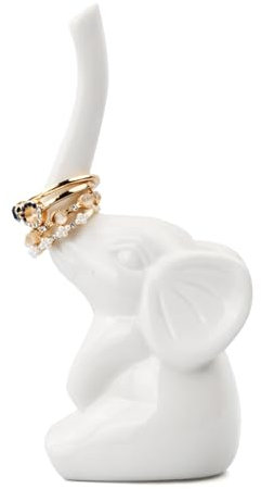 Dokeno Ringhalter, Elefanten Geschenke Porzellan Elefant Ringständer Schmuckhalter Elefant Ringhalter Schmucktablett Ring Holder Necklace für Frauen, Hochzeit Verlobung Weihnachten Geschenke