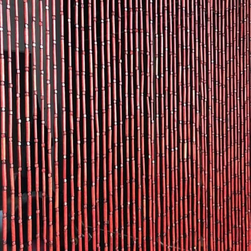 90x200cm Raumtrenner Vorhang Türvorhang Bambusvorhang Fliegenvorhang Handarbeit Dekovorhang Für Balkon/Terrassen Türen Oder Fenster(Rot,W90xH200cm)